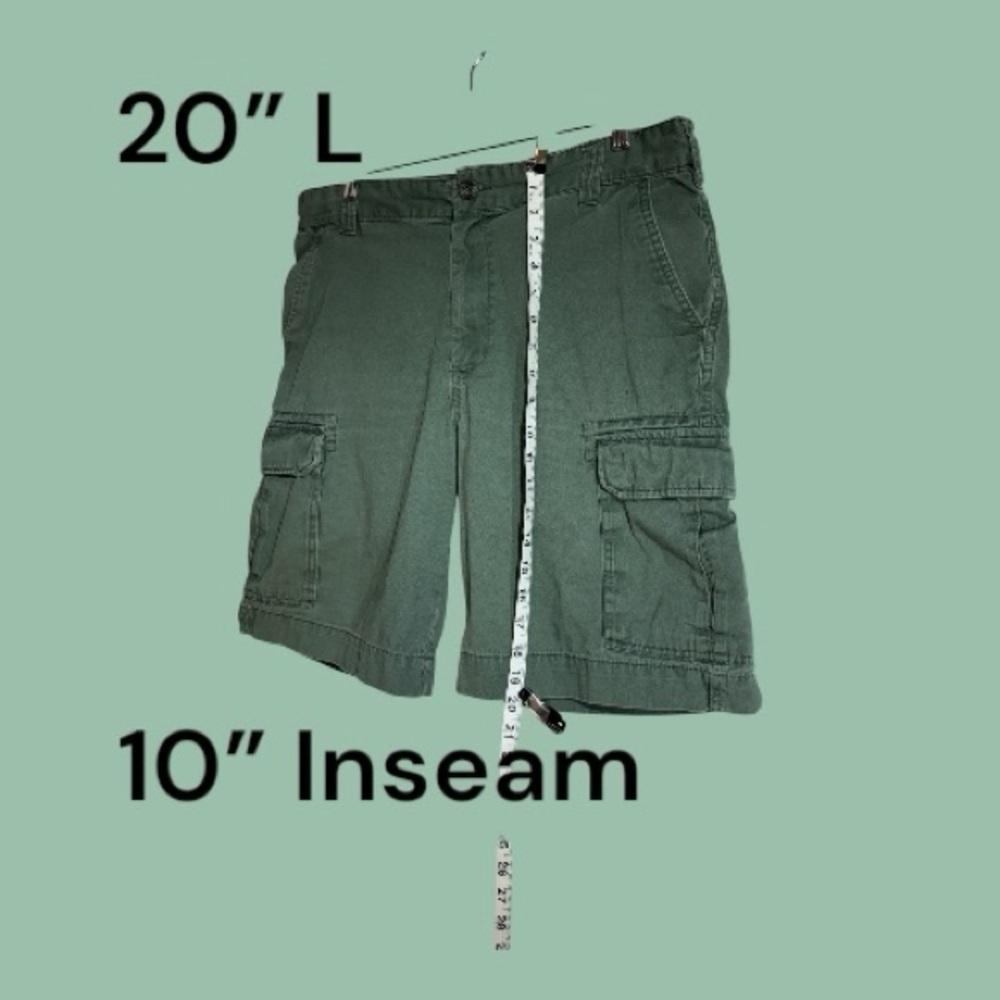 MERONA Army Green Khaki Cargo Shorts 100% Cotton Size 34” Waist - Picture 3 of 10